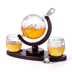 Globe and Ship Whiskey Decanter Glass Set